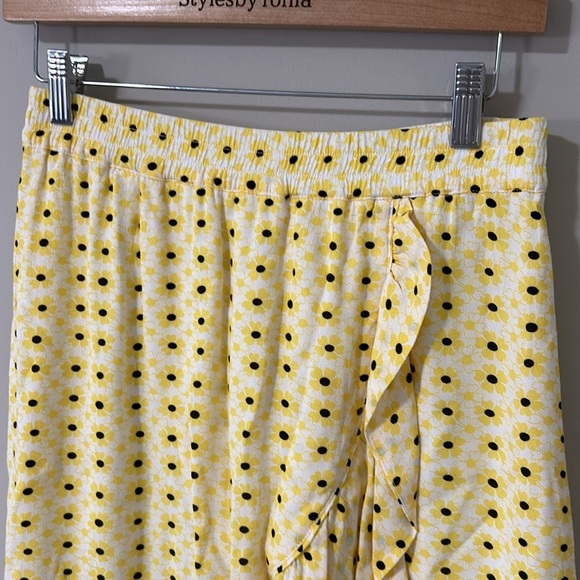 GANNI Daisy Maize Crepe Skirt Yellow Floral Ruffle Trim Size 36 US Sz 4 - Picture 6 of 15